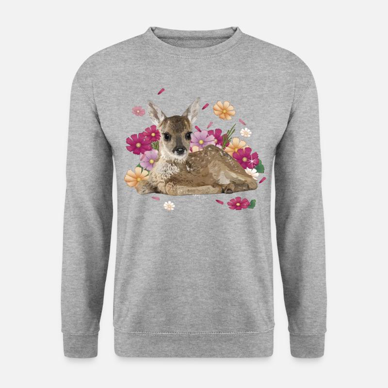 Hirsch - Unisex Pullover - Weißgrau meliert