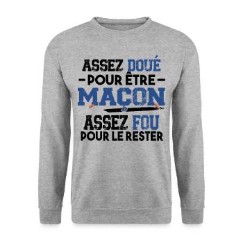 Maçon Ouvrier Bâtiment Métier Brique Cadeau Noël - Sweat-shirt Unisexe - gris chiné - Devant - Alina (178cm) & Michal (187cm)