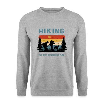 Wandern Rente Ruhestand - Unisex Pullover - Weißgrau meliert - Vorne - Alina (178cm) & Michal (187cm)