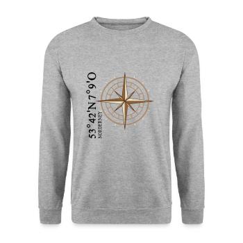 Norderney Coordinates Island - Unisex Sweatshirt - salt & pepper - Front - Alina (178cm) & Michal (187cm)