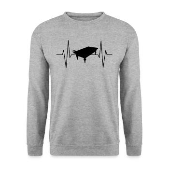 Billard Billiard Tisch Herzschlag - Unisex Pullover - Weißgrau meliert - Vorne - Alina (178cm) & Michal (187cm)