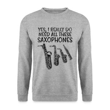 Saxophone Types - Unisex Sweatshirt - salt & pepper - Front - Alina (178cm) & Michal (187cm)