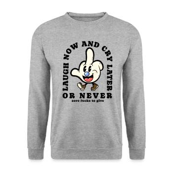 Mittelfinger cartoon Sarkasmus - Unisex Pullover - Weißgrau meliert - Vorne - Alina (178cm) & Michal (187cm)