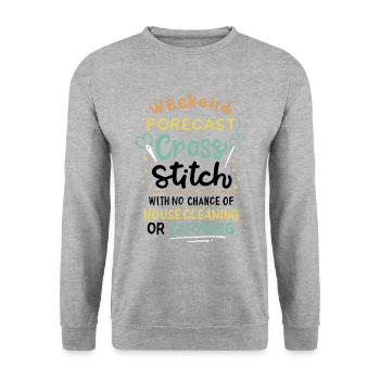 Weekend Forecast Cross Stitch - Unisex Sweatshirt - salt & pepper - Front - Alina (178cm) & Michal (187cm)