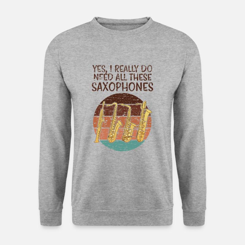 Saxophone Arten - Unisex Pullover - Weißgrau meliert