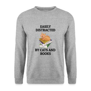 Livres Book Stack Cat - Sweat-shirt Unisexe - gris chiné - Devant - Alina (178cm) & Michal (187cm)