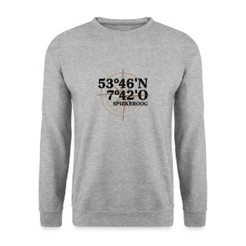 Spiekeroog Koordinaten - Unisex Pullover - Weißgrau meliert - Vorne - Alina (178cm) & Michal (187cm)