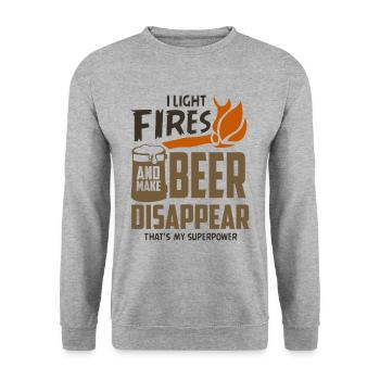 I Light Fires and Make Beer Disappear - Unisex Sweatshirt - salt & pepper - Front - Alina (178cm) & Michal (187cm)