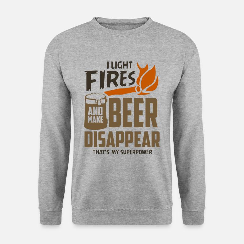 Camping Sprüche Bier - Unisex Pullover - Weißgrau meliert