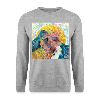 Pilgernder Löwe - Unisex Pullover - Weißgrau meliert - Vorne - Alina (178cm) & Michal (187cm)