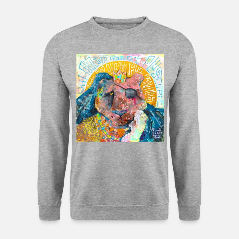 Pilgernder Löwe - Unisex Pullover - Weißgrau meliert