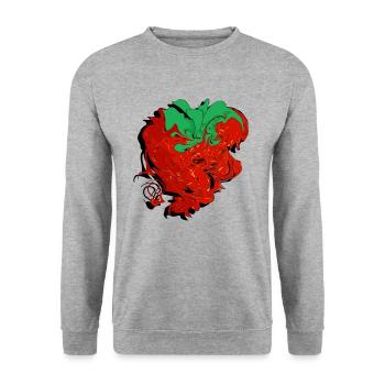 Erdbeere - Unisex Pullover - Weißgrau meliert - Vorne - Alina (178cm) & Michal (187cm)