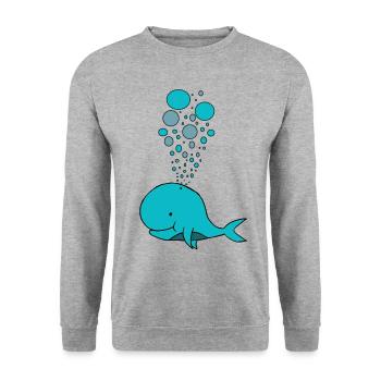 Small Whale - Unisex Sweatshirt - salt & pepper - Front - Alina (178cm) & Michal (187cm)