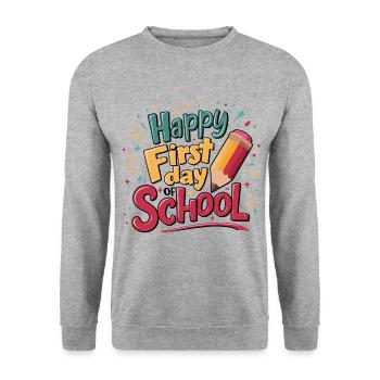First day of school Children enrollment First graders - Unisex Sweatshirt - salt & pepper - Front - Alina (178cm) & Michal (187cm)