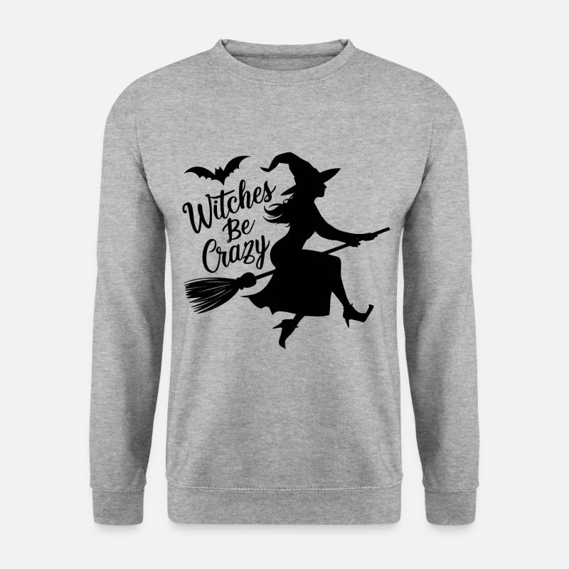 Halloween Hexe Hexenbesen Witches Be Crazy - Unisex Pullover - Weißgrau meliert