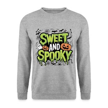 Doux et effrayant Doux dicton d’Halloween - Sweat-shirt Unisexe - gris chiné - Devant - Alina (178cm) & Michal (187cm)