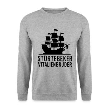 Störtebeker Störtebecker Vitalienbrüder Piraten - Unisex Pullover - Weißgrau meliert - Vorne - Alina (178cm) & Michal (187cm)