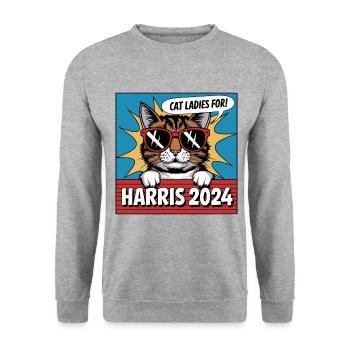 Cat Ladies For Kamala Harris 2024 USA America - Unisex Sweatshirt - salt & pepper - Front - Alina (178cm) & Michal (187cm)