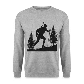Biathlon Biathlete Winter Sports - Unisex Sweatshirt - salt & pepper - Front - Alina (178cm) & Michal (187cm)