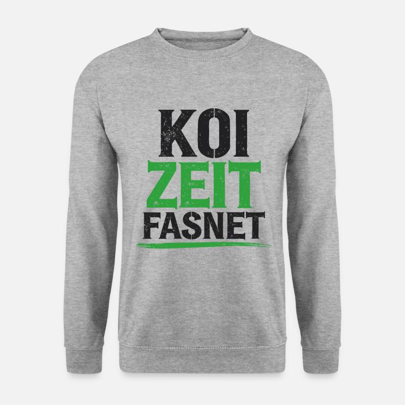 Koi Zeit Fasnet - Karneval Fasching - Unisex Pullover - Weißgrau meliert