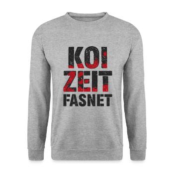 Koi Zeit Fasnet - Carnaval Carnaval - Sweat-shirt Unisexe - gris chiné - Devant - Alina (178cm) & Michal (187cm)