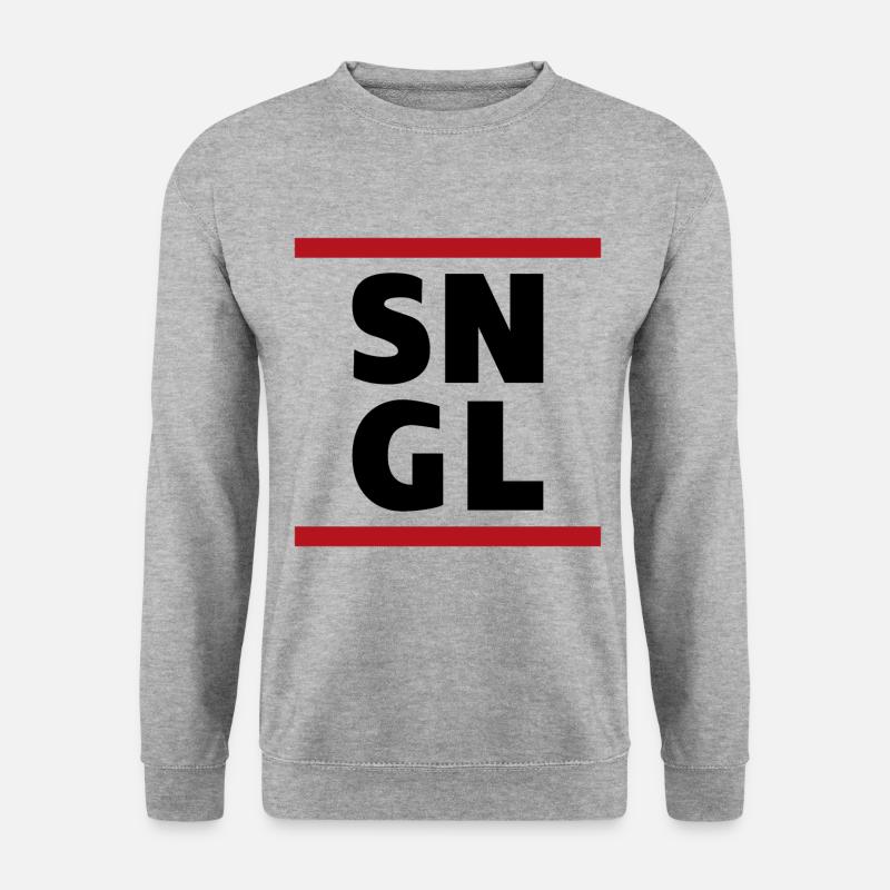 Single SNGL Typographie Spruch Zitat - Unisex Pullover - Weißgrau meliert