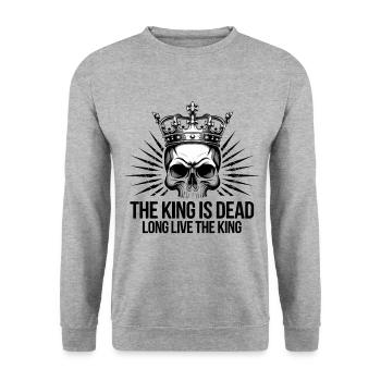 The King is Dead long live the King Statement - Unisex Sweatshirt - salt & pepper - Front - Alina (178cm) & Michal (187cm)