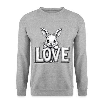 Cute bunny with LOVE – Perfect for Easter & Love - Unisex Sweatshirt - salt & pepper - Front - Alina (178cm) & Michal (187cm)