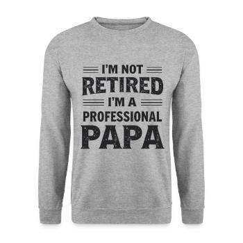 Professional Dad No Retirement Pension Pensioner - Unisex Sweatshirt - salt & pepper - Front - Alina (178cm) & Michal (187cm)