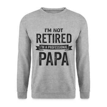 Professional Dad No Retirement Pension Pensioner - Unisex Sweatshirt - salt & pepper - Front - Alina (178cm) & Michal (187cm)