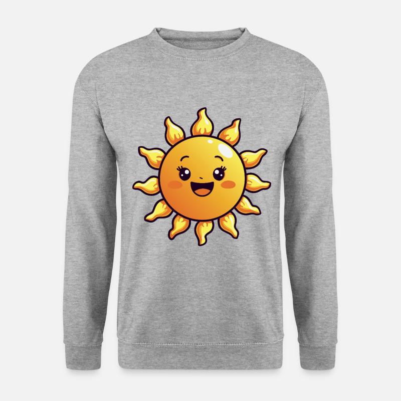 Lachende Sonne – Gute-Laune-Garantie - Unisex Pullover - Weißgrau meliert