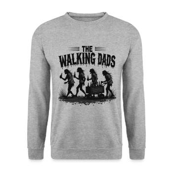 The Walking Dads – Vatertag Junggesellenabschied - Unisex Pullover - Weißgrau meliert - Vorne - Alina (178cm) & Michal (187cm)