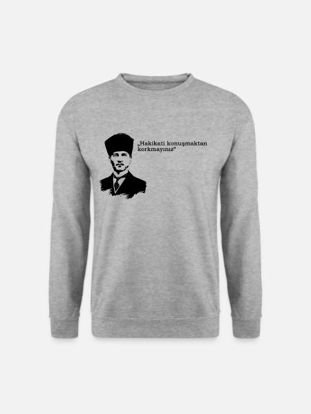 Mustafa Kemal Atatürk Söz Spruch Sprüche Türkei - Unisex Pullover - Weißgrau meliert