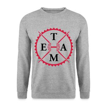 dumbbell gym team - Unisex Sweatshirt - salt & pepper - Front - Alina (178cm) & Michal (187cm)