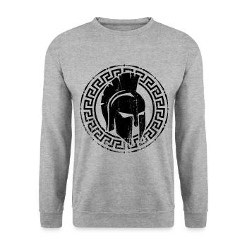 Casque Spartan Fitness Logo Spartan - Sweat-shirt Unisexe - gris chiné - Devant - Alina (178cm) & Michal (187cm)