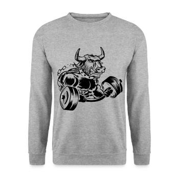 Bull Beast Bull Dumbbell Fitness - Sweat-shirt Unisexe - gris chiné - Devant - Alina (178cm) & Michal (187cm)