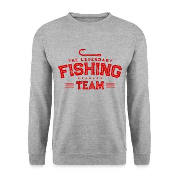 Logo de poisson de l'équipe de pêcheur de pêche - Sweat-shirt Unisexe - gris chiné - Devant - Alina (178cm) & Michal (187cm)