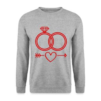 Anneaux de mariage symbole icône anneaux - Sweat-shirt Unisexe - gris chiné - Devant - Alina (178cm) & Michal (187cm)