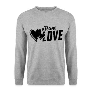 team liebe love herzen herz - Unisex Pullover - Weißgrau meliert - Vorne - Alina (178cm) & Michal (187cm)