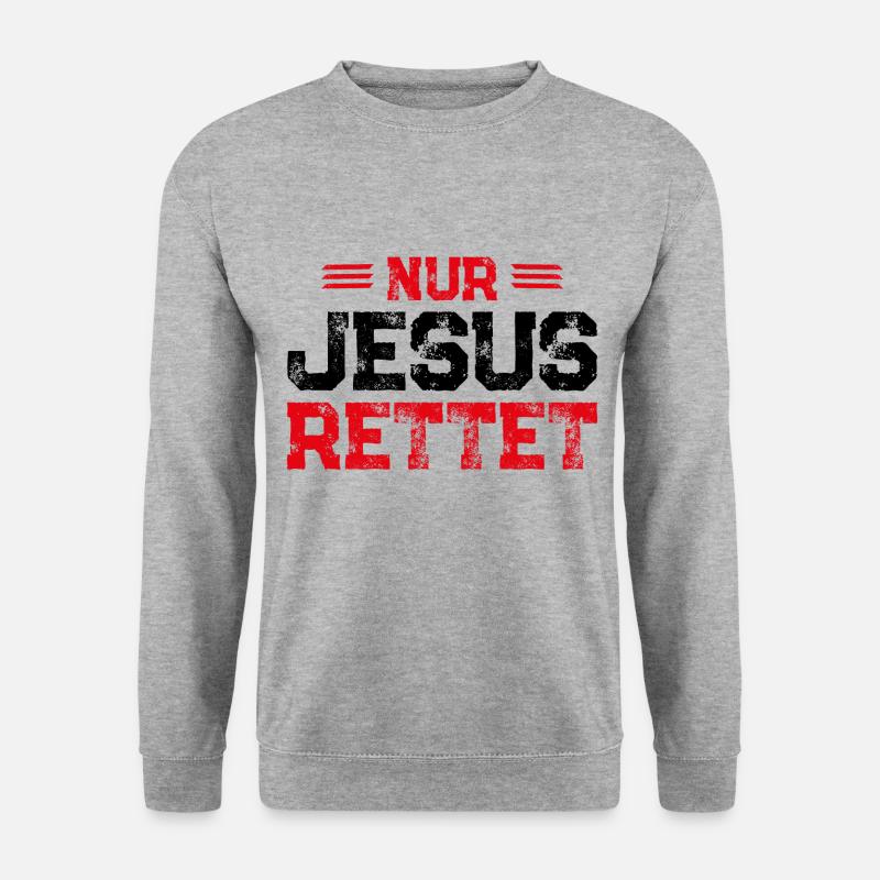 Nur Jesus Rettet - Unisex Pullover - Weißgrau meliert