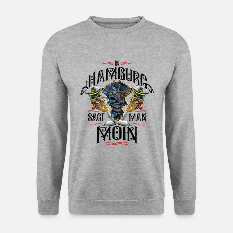 hamburg moin pirat - Unisex Pullover - Weißgrau meliert