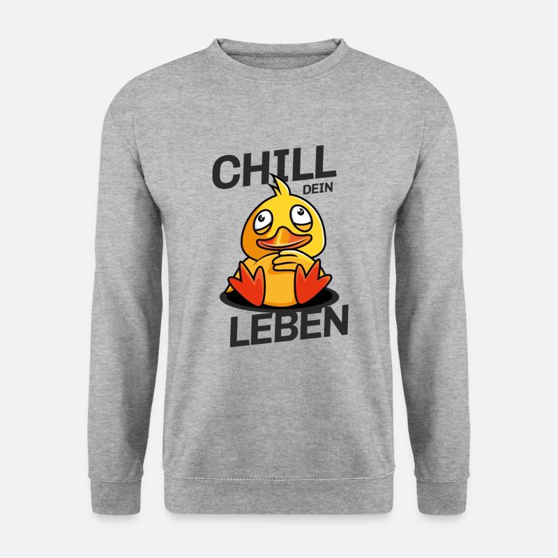 ente quietscheente chill dein leben comic - Unisex Pullover - Weißgrau meliert