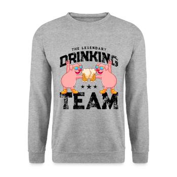schwein bier drinking team - Unisex Pullover - Weißgrau meliert - Vorne - Alina (178cm) & Michal (187cm)