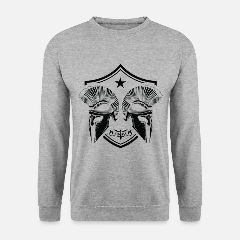 spartan helm wappen - Unisex Pullover - Weißgrau meliert