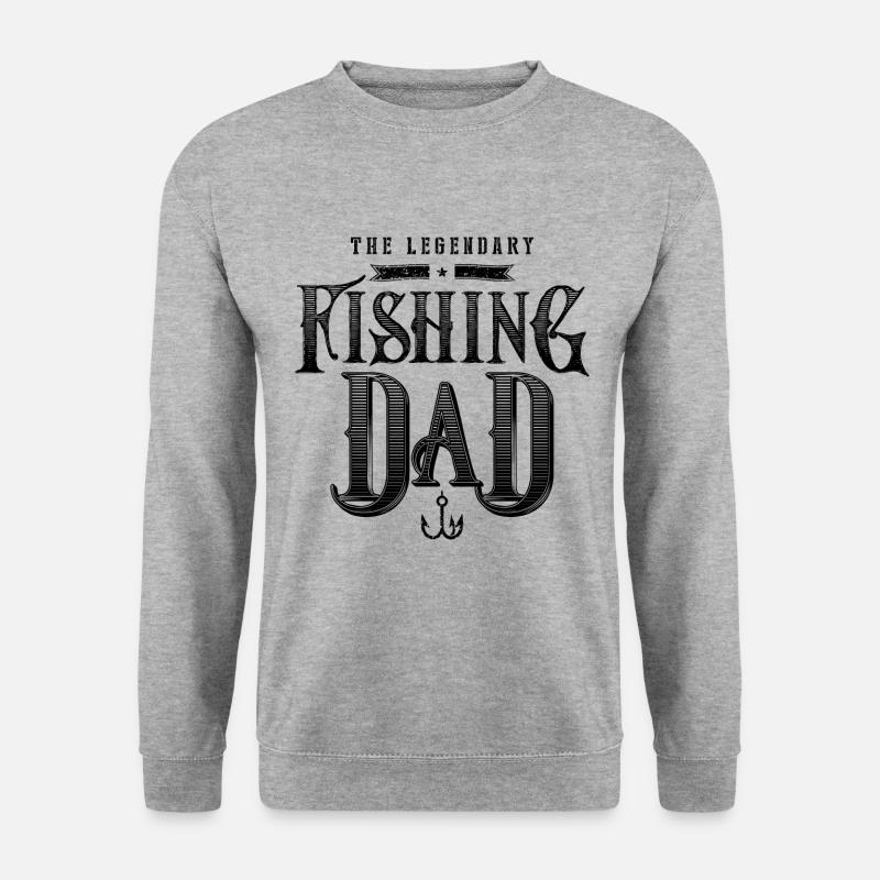 Fishing Dad Fisch Vater - Unisex Pullover - Weißgrau meliert