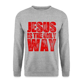 Jesus Christus Glaube - Unisex Pullover - Weißgrau meliert - Vorne - Alina (178cm) & Michal (187cm)