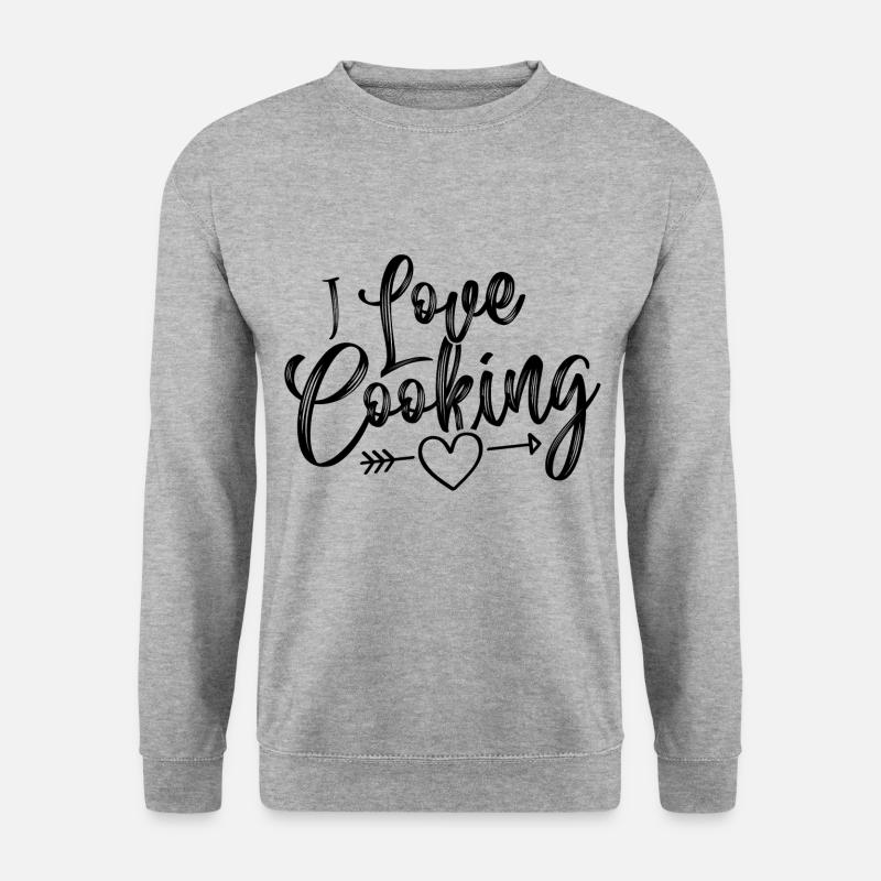Ich Liebe Kochen Herz Chefkoch - Unisex Pullover - Weißgrau meliert