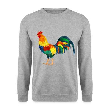 gockel de poulet coloré polygone coq - Sweat-shirt Unisexe - gris chiné - Devant - Alina (178cm) & Michal (187cm)