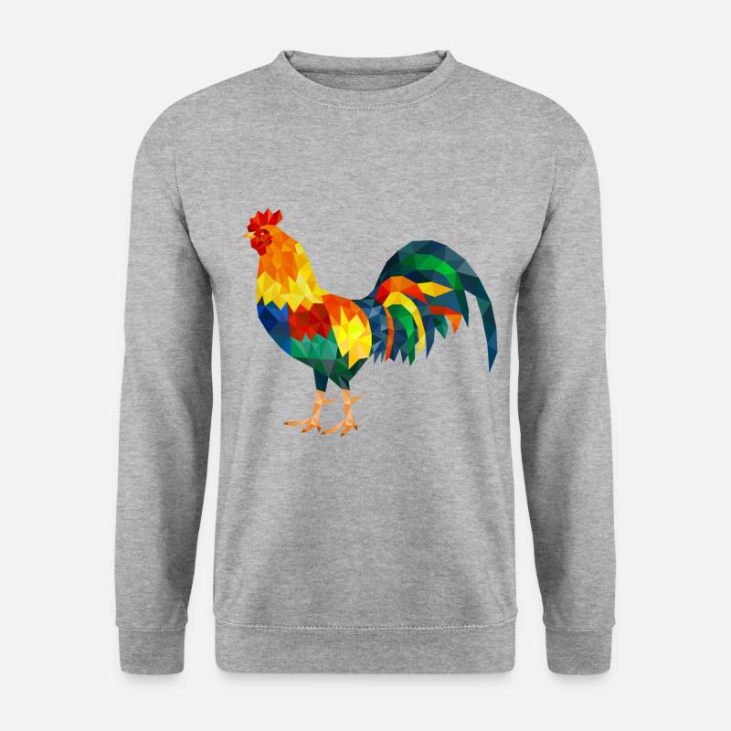 hahn polygon bunt huhn gockel - Unisex Pullover - Weißgrau meliert