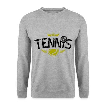 Tennis Sport Team Symbol - Unisex Pullover - Weißgrau meliert - Vorne - Alina (178cm) & Michal (187cm)